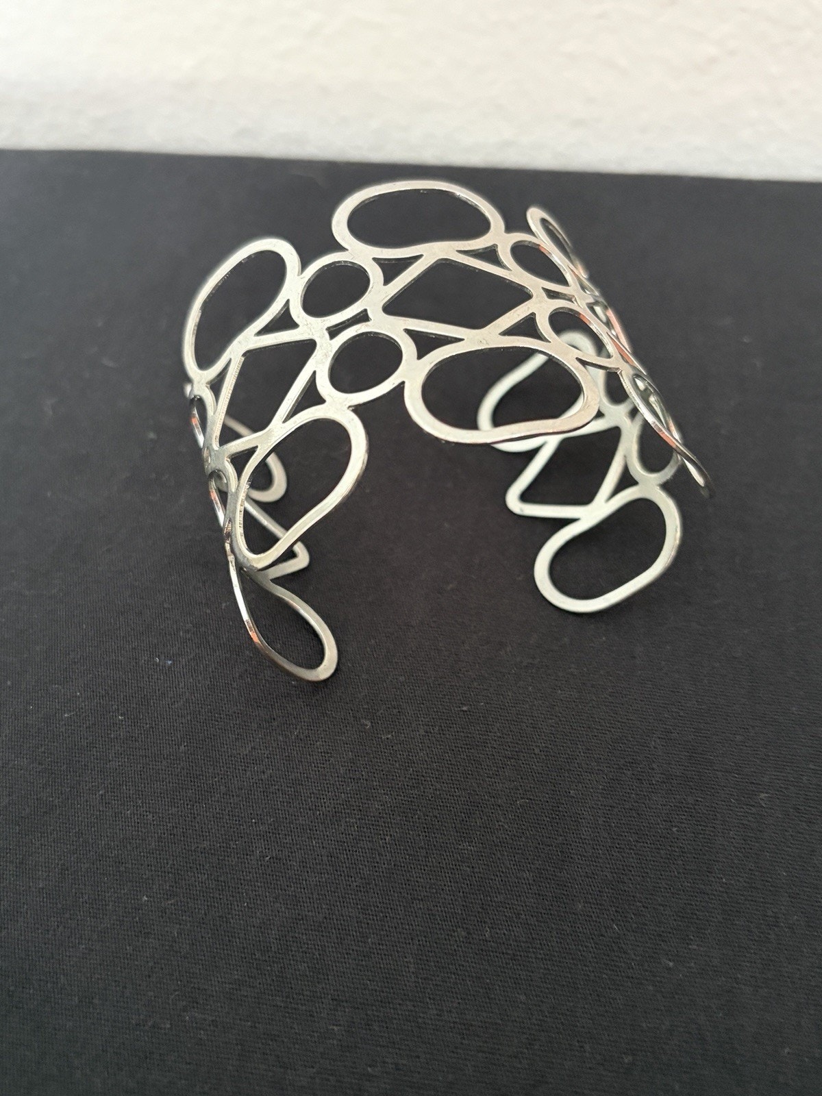 Spiral Chunky Circles Cuff Bracelet Silver Tone Unique Statement Piece Bohemian